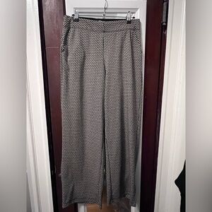 Wide Leg Patterned Black & Tan Trousers